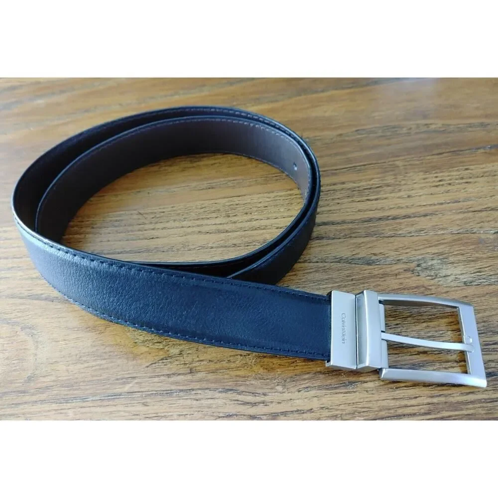 Calvin Klein Jeans Black Belt Silver Logo Buckle 47